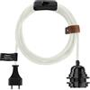 Hoopzi Bala Lampada Decorativa da Appendere, Fissare o Avvolgere | Cavo elettrico in lino da 4,5 m, portalampada E27, spina e interruttore, sospensione, colore bianco/nero