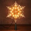 ODEETRONIC Puntale per albero di Natale a forma di fiocco di neve, 22,9 cm, 20 stelle di Natale trasparenti, 120 V, certificazione UL, puntale per albero di Natale, decorazione per feste