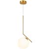 damastoreitalia Lampadario a Sospensione Oro con Sfera Bianca, Attacco G9, Moderno | Lampadario a sospensione con struttura in ferro dorato e sfera opalina in plastica, attacco G9, ideale per ambienti interni
