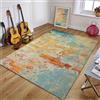 Generic Tappeto estetico moderno, lavabile, per soggiorno e camera da letto, decorativo, colorato, con motivi ad acquerello, in blu tè, verde, beige e rosso, rettangolare, 150 x 200 cm