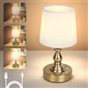 AUAUY Lampada da Scrivania Senza Fili, Dimmerabili a 3 Livelli, Oro | Lampade da Scrivania a LED Touch, con Paralume in Tessuto, per Camera da Letto, Soggiorno, Studio