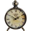 HZDHCLH Retro Silent Roman Orologio da tavolo per soggiorno, camera da letto, ufficio, orologio da scrivania artistico (rame nero)