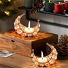 KRIPINC 2 Pezzi Portacandele a Luna Dorati con Perle di Cristallo | Porta Candele da Tavolo in Metallo, Decorazioni Casa, per Decorazioni di Matrimoni, Cene, Halloween, Natale, Ramadan, Eid