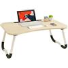 FLOBALIT Tavolino da Colazione a Letto Pieghevole per PC Portatile, Vassoio da Divano in Legno con Supporto per Tablet e Smartphone, Scrivania Ergonomica Salvaspazio Lavoro Tavolo (BETULLA)