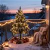 Froadp Albero di Natale artificiale da 150 cm in PVC, illuminato con effetto neve, smontabile con 367 rami, supporto per albero di Natale ignifugo per decorazioni natalizie in interni (180 LED)