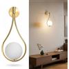 TEKHOME Applique da Parete Moderna con Attacco G9, Lampada da Muro Design Elegante in Metallo con Sfera in Vetro Opalino, Luce per Camera da Letto Soggiorno Corridoio, Colore Oro - AQ61