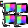 AUXTINGS Set di 4 faretti LED per esterni 30 W equivalenti 3000 lm RGB con app, cambia colore dimmerabile timer scena IP 66, spina EU