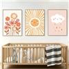 BeiYiHo 3 poster natura bambino nuvola sole fiori poster camera da letto bambino decorazione da parete ragazza 30 x 40 cm tela da parete rosa arancione boho Deco camera da letto ragazza regalo senza