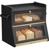 Yvsevnr Porta Pane da Cucina in Bambù 2 Livelli Portapane per Pane Fatto in Casa | Contenitore per pane a due piani con tagliere, finestre trasparenti, contenitore per alimenti freschi, per muffin e biscotti