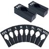 Vantasii Confezione da 40 Separatori rettangolari in plastica Nera per Armadio, prestampati in 8 Taglie XXS, XS, S, M, L, XL, XXL, XXXL (6.4cm x 12.7cm, Diametro Interno 3.5cm)