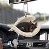 Talataca Pinscher miniatura Angelo che dorme animale domestico cane fattoria 2D piatto auto specchietto retrovisore accessori albero di Natale ornamento decorazione appeso fascino interno retrovisore