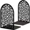 Peacoblue Fermalibri in metallo, 13,5 x 10,9 x 20,1 cm, resistente | Supporti per libri in ghisa a tema mandala, 1 paio di tappi decorativi per scrivania, biblioteca, ufficio e casa scaffali