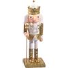 Ciao Schiaccianoci Natale Soldatino Re con scettro (24cm) in legno glitterato, oro/bianco