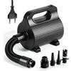 PORFOYO Pompa d'aria elettrica per materassini gonfiabili, 400W-600W, pompa d'aria con 4 ugelli, capacità di gonfiaggio rapido di 1100 L/min, adatta per piscine, gommoni, materassini gonfiabili, palle da ginnastica (nera)
