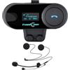 Dripio Auricolare Bluetooth 3.0 per interfono moto, con display LCD, portata di 800 metri, per un massimo di 3 motociclisti, colore nero
