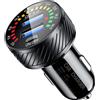 Dripio Caricabatterie da auto, 36W, 2 porte QC3.0, USB, voltmetro, interruttore on/off, compatibile con iPhone/Samsung