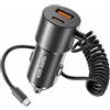 Dripio Caricabatterie USB-C da 60W, 2 porte, cavo a spirale, ricarica rapida