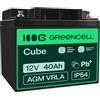 Green Cell Batteria AGM 12V 40Ah ricaricabile sigillata VRLA | Per UPS, allarmi, giocattoli elettrici, impianti solari, scooter, backup e uso ciclico senza manutenzione