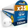 Eurocali 25 Tubi LED 18W 120cm T8 G13 Chip CREE con Starter 1850 Lumen Garanzia 6 Anni - Luce Fredda 6500K - Alta Luminosità 102 lm/W - Materiale Nano Plastic Sostituzione Neon per Soffitto Garage Negozio