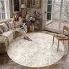 PureCozy Tappeto rotondo, 240 cm, beige, lavabile, a pelo corto, rotondo | Tappeto rotondo lavabile, moderno, astratto, antiscivolo, per soggiorno, camera da letto, sala da pranzo, ufficio