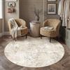 PureCozy Tappeto rotondo, 180 cm, beige, lavabile, a pelo corto, rotondo | Tappeto rotondo lavabile, moderno, astratto, antiscivolo, per soggiorno, camera da letto, sala da pranzo, ufficio
