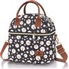 Hafmall 9L Borsa Termica Porta Pranzo Piccola Doppio Strato, Borsa Frigo Pranzo con Tracolla per Donna, Lunch Bag Impermeabile per Ufficio e Scuola, Margherita