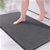 Exclusivo Mezcla Tappeto da bagno chenille, assorbente e morbido, 60x120 cm | Asciugatura rapida, Lavabile in lavatrice, Morbido, Confortevole, Doccia, Cucina, Soggiorno, Decorazione, Grigio Scuro