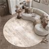 PureCozy Tappeto rotondo, 240 cm, beige, marrone, lavabile, a pelo corto | Tappeto rotondo lavabile, moderno, astratto, antiscivolo, per soggiorno, camera da letto, sala da pranzo, ufficio