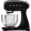 Smeg, Impastatrice Planetaria SMF03BLEU, 10 Livelli di Velocità, Funzione Smooth Start, Ciotola da 4,8 L, Sicurezza Blocco Motore, 3 Fruste, Gancio e Coperchio in Dotazione, 800W, Nero