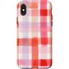 generic Custodia per iPhone X/XS Grafica Coquette Plaid Rosa Pastello