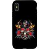 Beat Time Custodia per iPhone X/XS Scheletro batterista che suona la batteria rossa Amante della musica rock arte