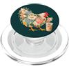 Chicken Coop Humor Cottagecore Floreale Pollo Bere Caffè Freddo PopSockets PopGrip per MagSafe