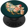 Chicken Coop Humor Cottagecore Floreale Pollo Bere Caffè Freddo PopSockets PopGrip Adesivo