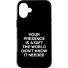 Humorous Sarcastic Outlet Custodia per iPhone 16 Plus La tua presenza è un mondo non sarcastico