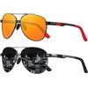 LEDING&BEST Polarizzati Occhiali da Sole da Uomo Donna Protezione UV400 Metallo Pilota | Montatura Metallo Ultraleggera,Naselli regolabili,antiscivolo,Sportivi,Pesca,Guida,Viaggio,viaggio,spiaggia,Uso quotidiano