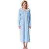 Keyocean Camicia da Notte da Donna in Cotone, a Maniche Lunghe, Biancheria da Notte