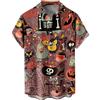 BIRW - Camicia da uomo per Halloween, a maniche corte, con stampa di zucche e teschi, stile hawaiano, per le festività, 3XL