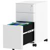 YITAHOME Armadietto in metallo completamente assemblato con 3 cassetti chiudibili, anti-ribaltamento con ruota mobile a 360°, armadietti sotto la scrivania per casa e ufficio, bianco, 46 x 30 x 59 cm
