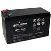 Tecnoware Batteria Tecnoware Power 12V 7.2Ah faston 6.3mm Nero [EACPE12V7A2TWP EX EACPE12V7A2TWB]