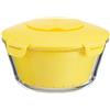 PASABAHCE 4995808 Cuociriso Microonde Zest in Vetro con Cestello in Plastica e Coperchio in Materiale Antiscivolo, Giallo, Lt 2.2