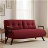 Dmora Divano Letto 2 Posti Merak 133x78 cm Rosso Contenitore Reclinabile, Apertura Click-clack