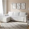 Dmora Divano Letto con Penisola Nilo 237x169 cm Bianco Contenitore, Lavabile