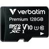 Verbatim Scheda di memoria microSDXC Premium con adattatore I 128 GB I nera I Scheda SD per video full HD I resistente all'acqua e agli urti I Scheda SD per fotocamera smartphone tablet