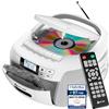 KLIM Cd-cassette Player, AM FM Radio Bluetooth, AUX | Remota, Registrazione su Nastro, USB Drive, Stereo Casa Alimentazione AC DC, Esperienza Musicale Versatile - Bianco