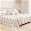 PETTI Artigiani Italiani - Trapunta Invernale Matrimoniale 260x270 cm in Velluto con Pizzo Rebrodè, Copriletto Piumone Double Face 350 g/m², Bianco Latte con Pizzo, Made in Italy