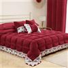 PETTI Artigiani Italiani - Trapunta Invernale Matrimoniale 260x270 cm in Velluto con Pizzo Rebrodè, Copriletto Piumone Double Face 350 g/m², Bordeaux con Pizzo, Made in Italy