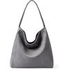 KALIDI FANCY FOREST Borsa tote in pelle scamosciata da donna, multi tasche, borsa a tracolla hobo, grande borsa alla moda per scuola, lavoro, shopping, viaggi, uso quotidiano,grigio