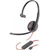 HP Poly Blackwire 3210 Monaural USB-C Headset +USB-C/A Adapter Nero - 8X214AA