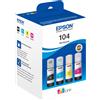 Epson 104 EcoTank Multipack flaconi 4 colori (BK/C/M/Y), Inchiostro - C13T00P640
