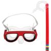 Yardwe Set Snorkeling con Maschera, Tubo e Lenti Antiappannamento | Telaio Ampio, Fascia Regolabile, Visione Larga, per Occhi e Naso, Colore Rosso, Silicone Alimentare